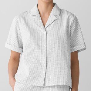 NWT Eileen Fisher - Check Organic Cotton Seersucker Button-Up Shirt
